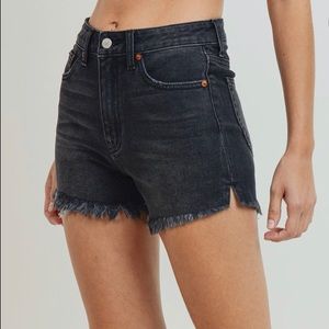 Black denim shorts